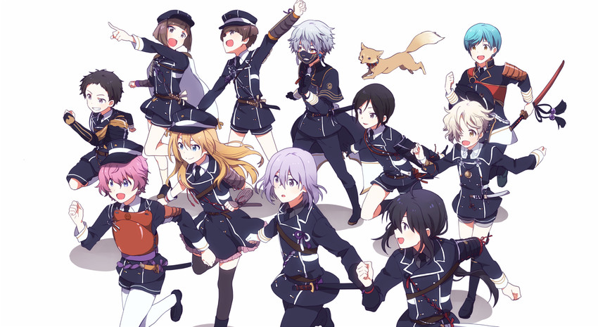 namazuo toushirou, honebami toushirou, midare toushirou, yagen toushirou, ichigo hitofuri, and 7 more (touken ranbu) drawn by yamabukiiro