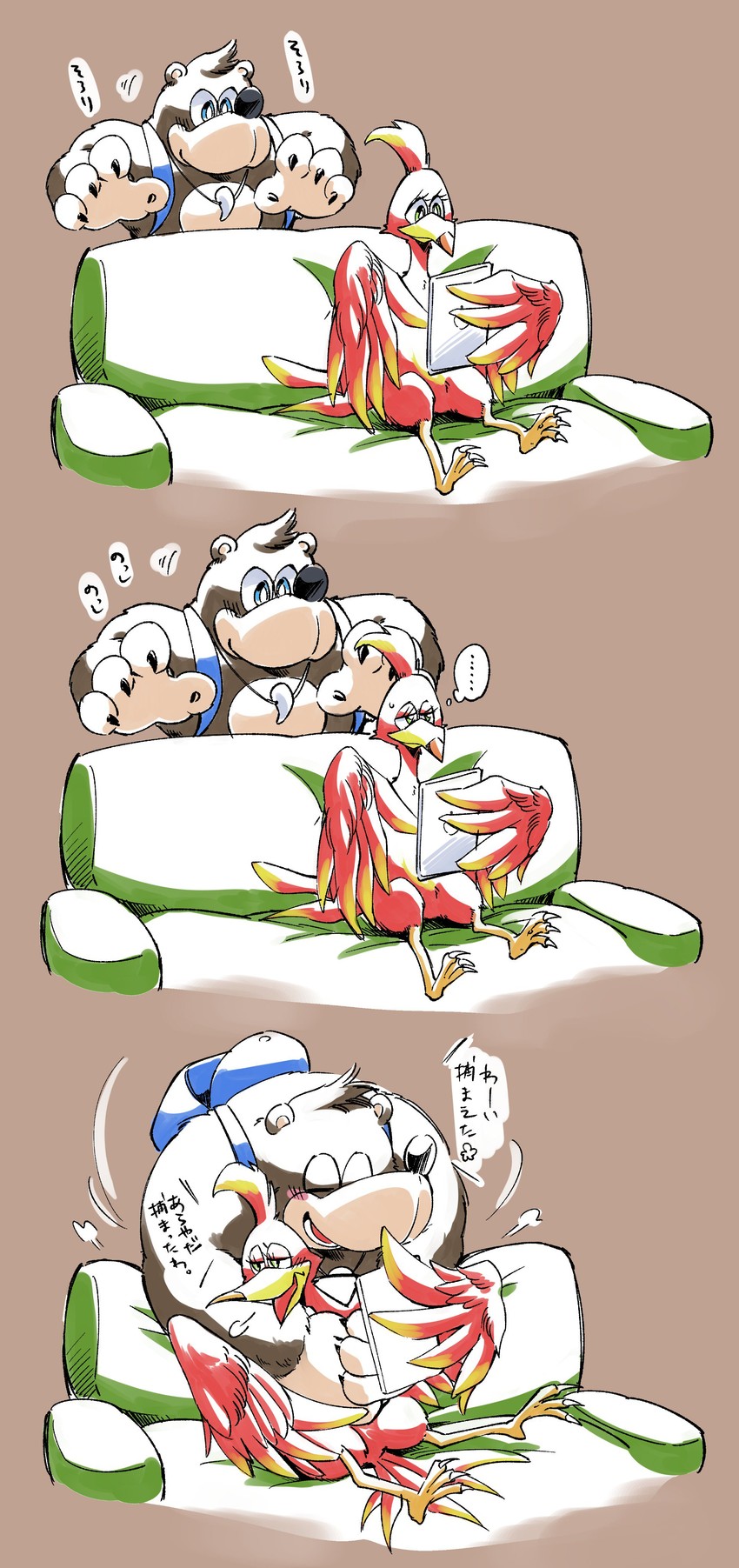 kazooie and banjo (banjo-kazooie) drawn by amori_chie