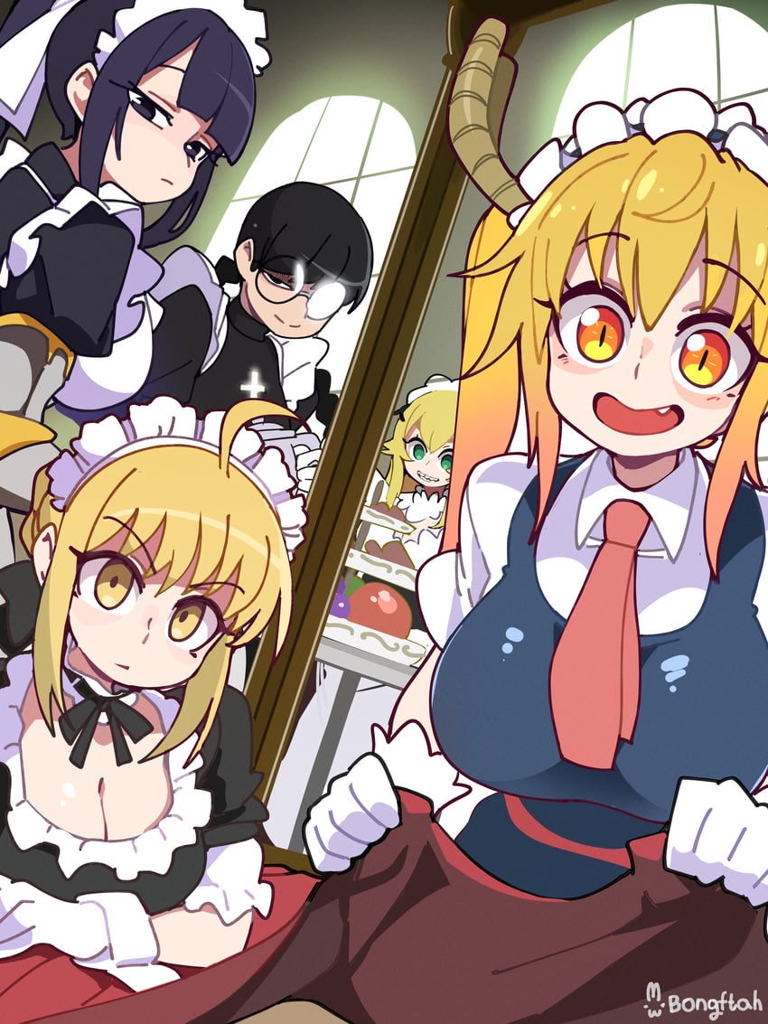 artoria pendragon, saber alter, tohru, roberta, narberal gamma, and 1 more (fate and 6 more) drawn by bongfill