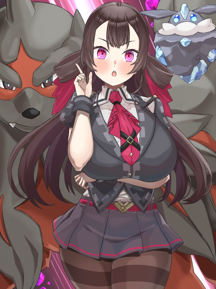 roxanne, carbink, and hisuian arcanine (pokemon and 1 more) drawn by hizakake