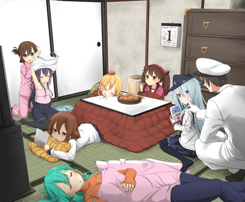 admiral, hibiki, inazuma, ikazuchi, akatsuki, and 6 more (kantai collection and 5 more) drawn by max_melon