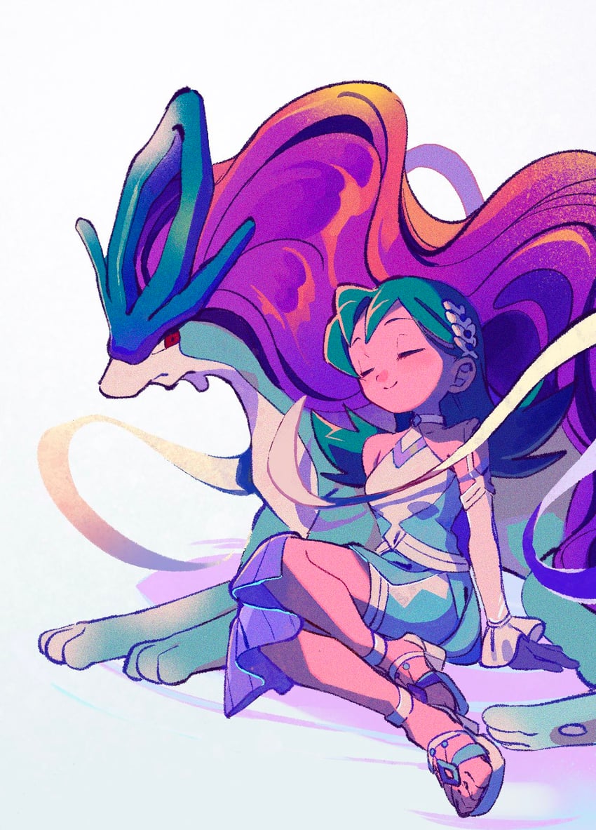 kris and suicune (pokemon and 1 more) drawn by ok_ko19