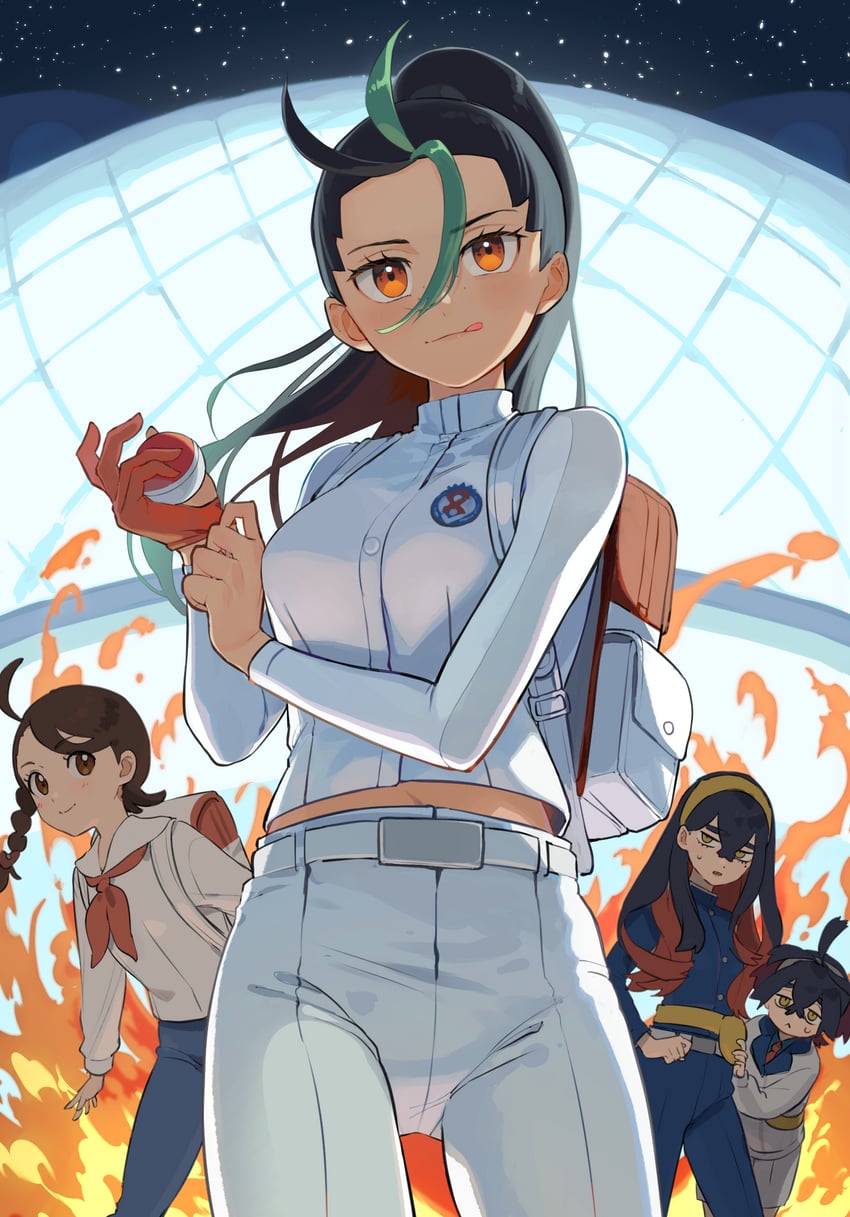 kieran, juliana, carmine, and nemona (pokemon and 1 more) drawn by furukawa_raku