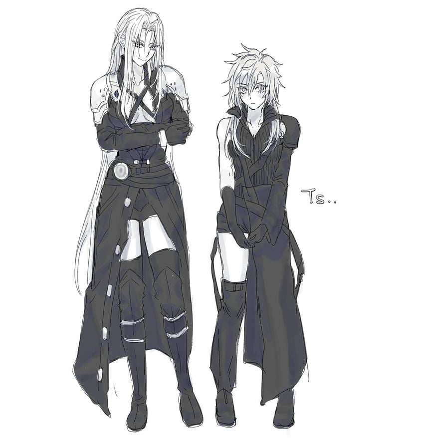 cloud strife and sephiroth (final fantasy and 3 more) drawn by haagi123