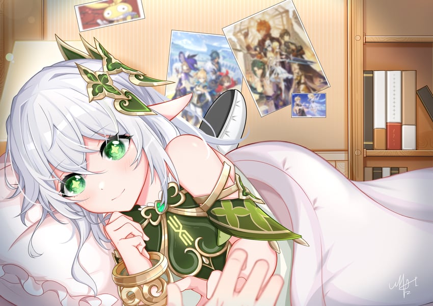 lumine, aether, nahida, zhongli, tartaglia, and 5 more (genshin impact) drawn by wu_hai