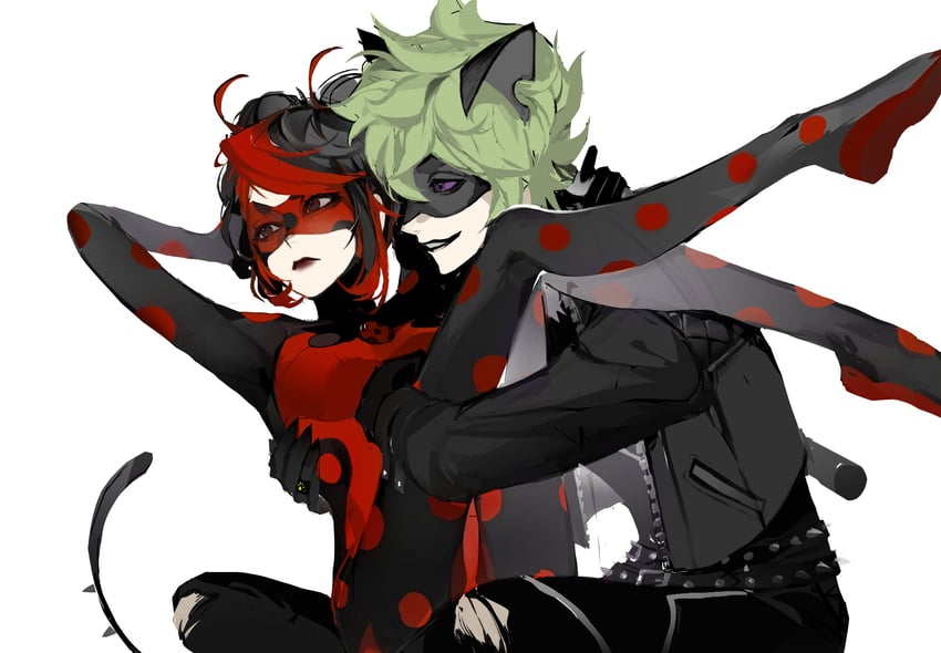 marinette dupain-cheng, adrien agreste, shadybug, and claw noir (miraculous ladybug) drawn by ddun_ddara
