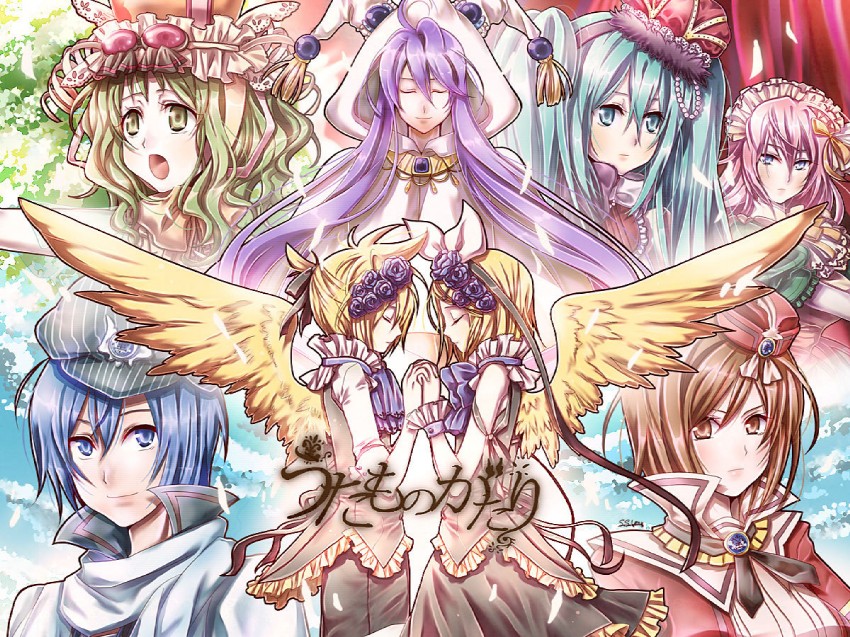 hatsune miku, kagamine rin, kagamine len, megurine luka, kaito, and 3 more (vocaloid) drawn by suou_sakura