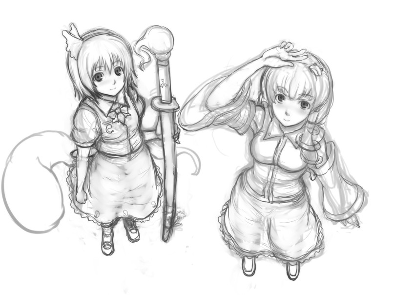 kochiya sanae and konpaku youmu (touhou) drawn by kuro_suto_sukii