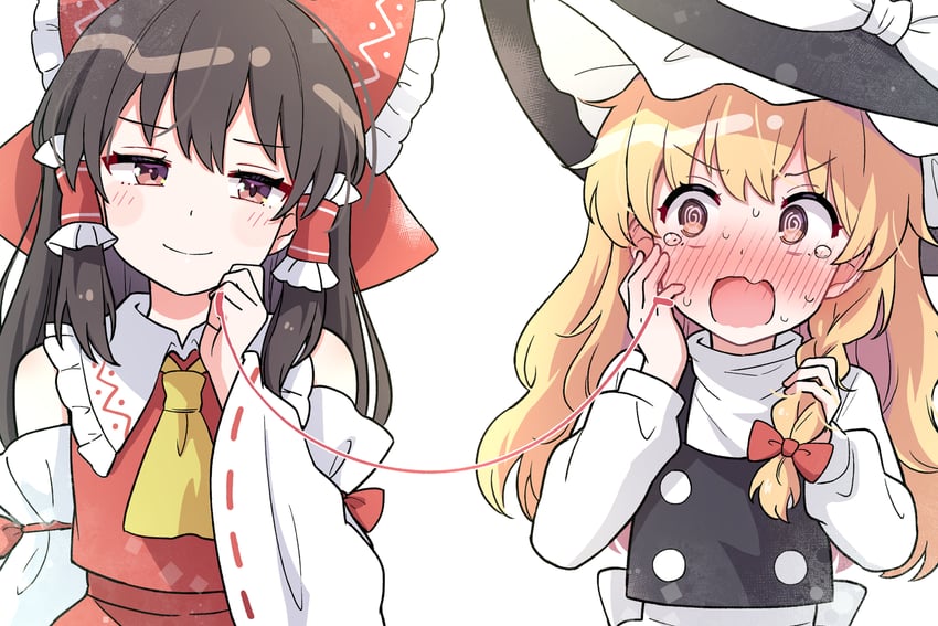 hakurei reimu and kirisame marisa (touhou) drawn by haruki_reimari