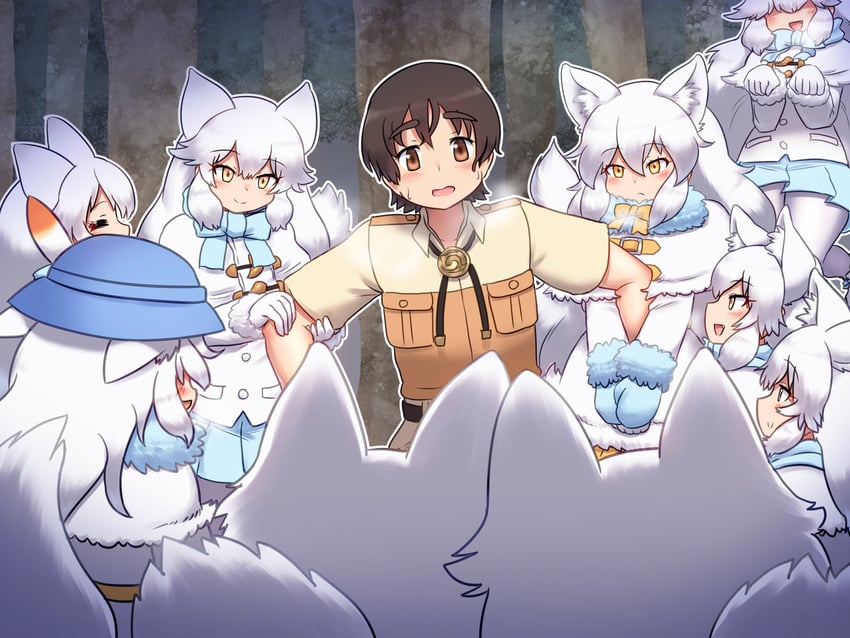 captain and arctic fox (kemono friends and 1 more) drawn by mo23