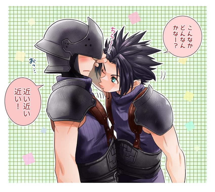 zack fair and kunsel (final fantasy and 2 more) drawn by aelys77