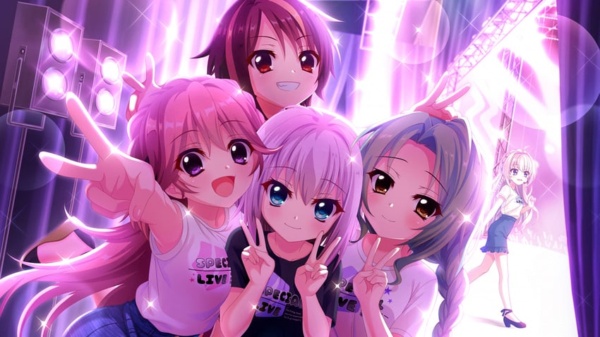 shiratori amaha, nishidate haku, haeno akari, bandou mikuru, and shirokita kuroha (re:stage!) drawn by izumi_tsubasu