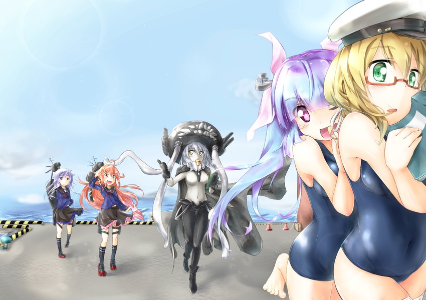 wo-class aircraft carrier, i-19, uzuki, i-8, and yayoi (kantai collection) drawn by rinrin_(927413)