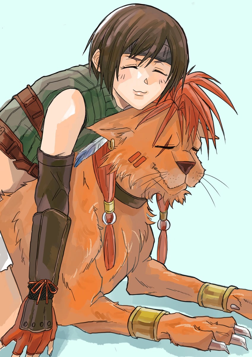 yuffie kisaragi and red xiii (final fantasy and 3 more) drawn by nomoss06