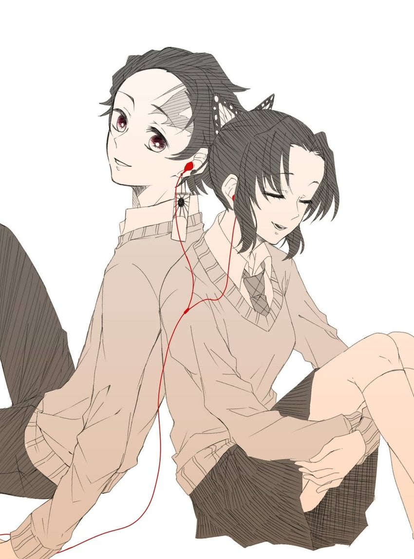 kochou shinobu and kamado tanjirou (kimetsu no yaiba) drawn by popcorn_(atm420)