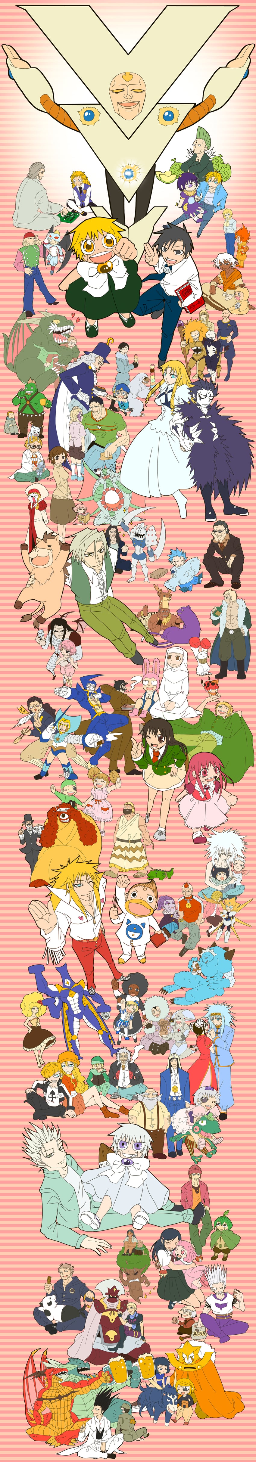 gash bell, takamine kiyomaro, tio, sherry belmont, oumi megumi, and 50 more (konjiki no gash!!) drawn by omochi_(ankr_mochi)