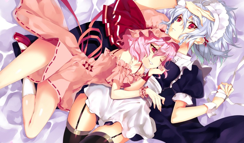 remilia scarlet and izayoi sakuya (touhou) drawn by manyako_(mohumohu)