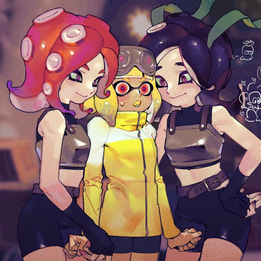 inkling player character, inkling girl, takozonesu, and agent 4 (splatoon and 1 more) drawn by leejijijii