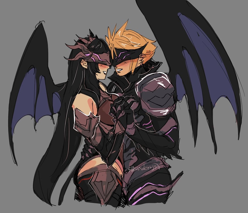 tifa lockhart and cloud strife (final fantasy and 2 more) drawn by strawderryst