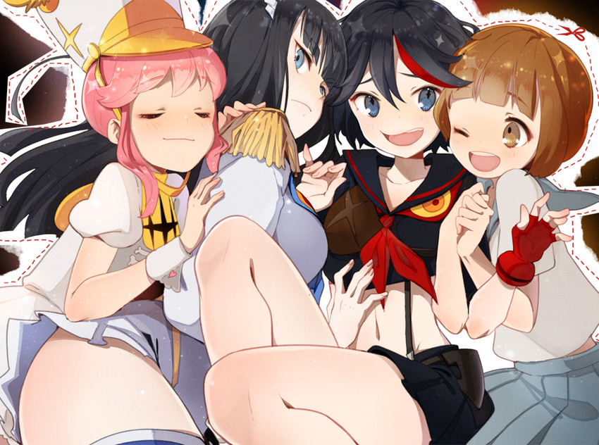 matoi ryuuko, senketsu, kiryuuin satsuki, mankanshoku mako, junketsu, and 1 more (kill la kill) drawn by furururu