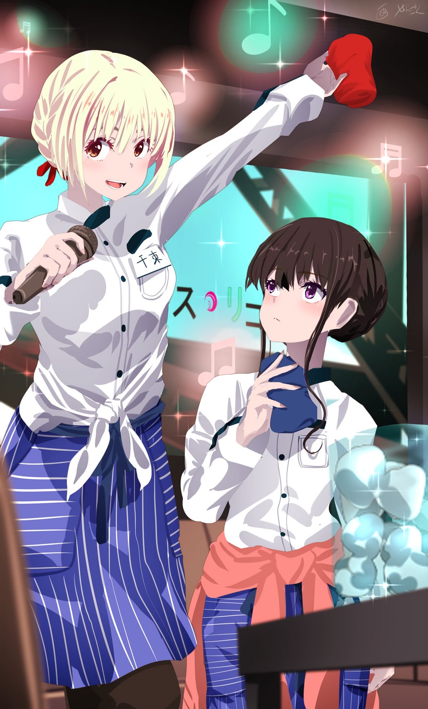 nishikigi chisato and inoue takina (lycoris recoil) drawn by sengoku_chidori