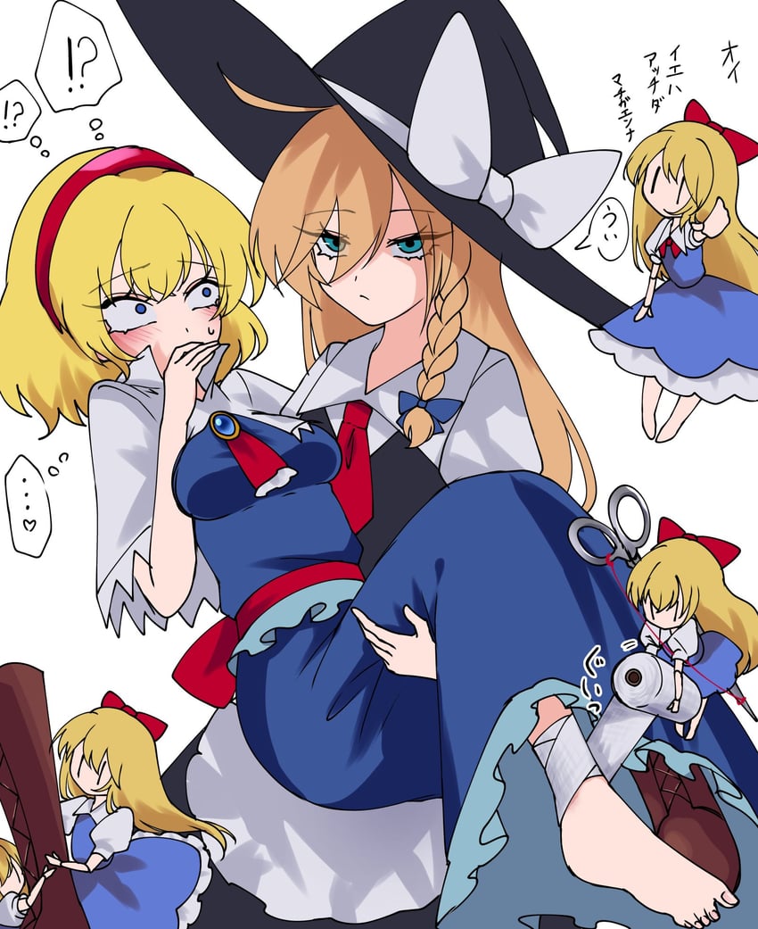 kirisame marisa, alice margatroid, and shanghai doll (touhou) drawn by suzukono_kiwami