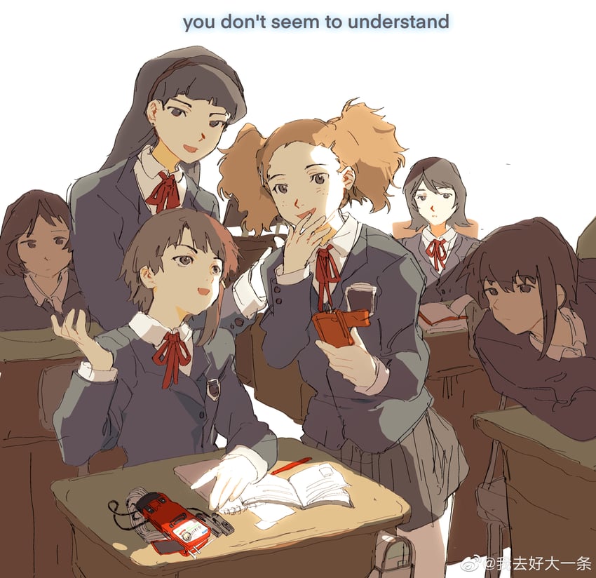 iwakura lain, mizuki alice, yamamoto reika, and katou juri (serial experiments lain) drawn by cloudyooooo