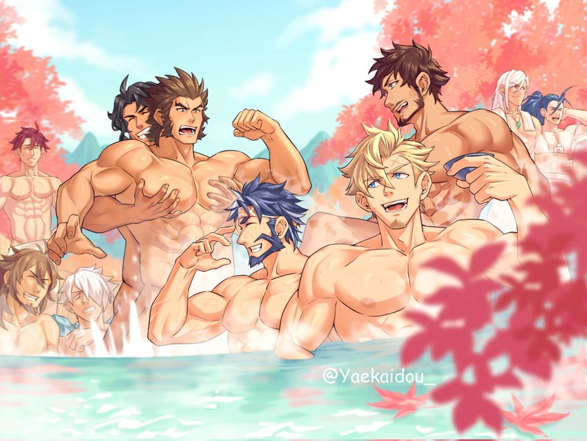 ranzal, curran, valyx, zhu bajie, joe, and 5 more (dragalia lost) drawn by yaekaidou