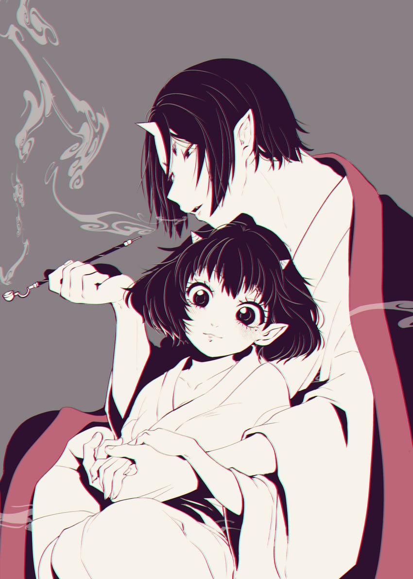 hoozuki and peach maki (hoozuki no reitetsu) drawn by hoicyo