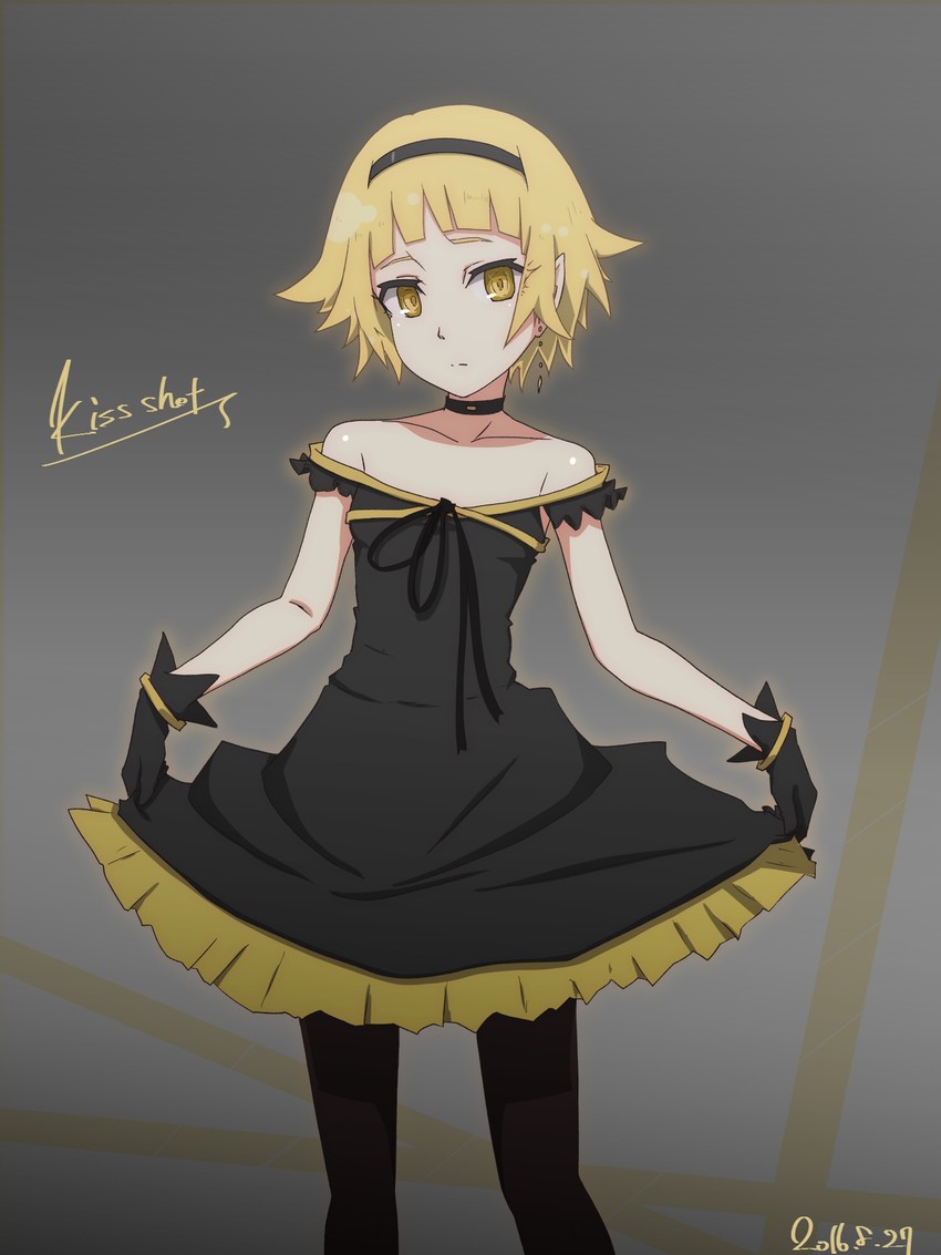 oshino shinobu (monogatari and 2 more) drawn by konbari_tariumu