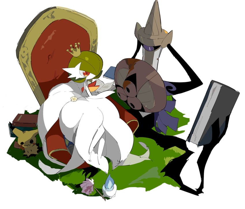 gardevoir, mega gardevoir, mimikyu, litwick, and aegislash (pokemon) drawn by apios