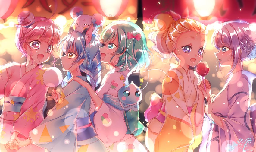 hagoromo lala, hoshina hikaru, yuni, kaguya madoka, amamiya elena, and 3 more (precure and 1 more) drawn by touki_matsuri