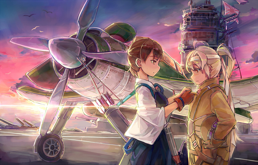 kaga, fairy, and ryuusei (kantai collection) drawn by spark_(sandro)