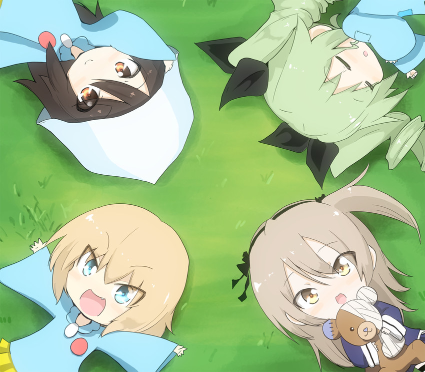 anchovy, shimada arisu, katyusha, boko, and mika (girls und panzer) drawn by jinguu_(4839ms)