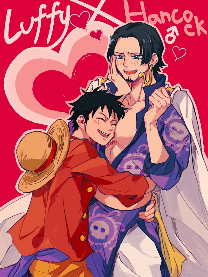 monkey d. luffy and boa hancock (one piece) drawn by demorzel