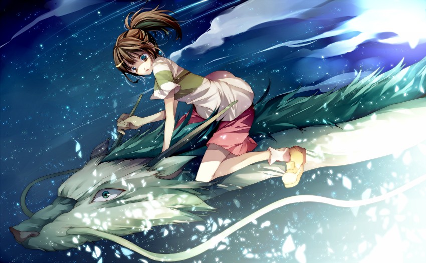 ogino chihiro and haku (sen to chihiro no kamikakushi) drawn by tsukioka_tsukiho