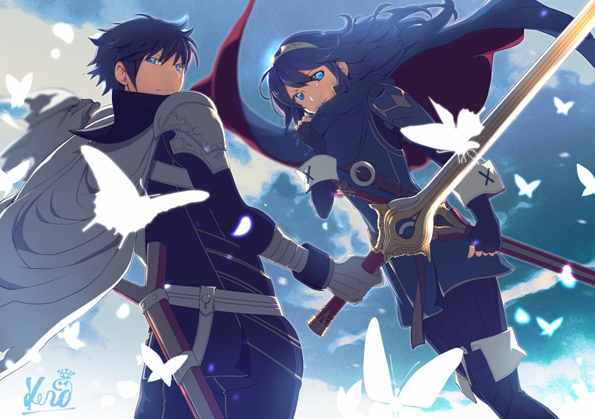 lucina and chrom (fire emblem and 1 more) drawn by kero_sweet