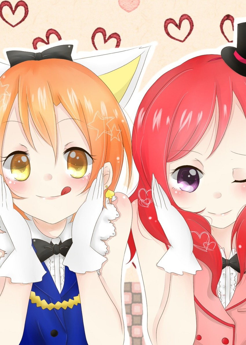 nishikino maki and hoshizora rin (love live! and 1 more) drawn by ria_(thiho1227)