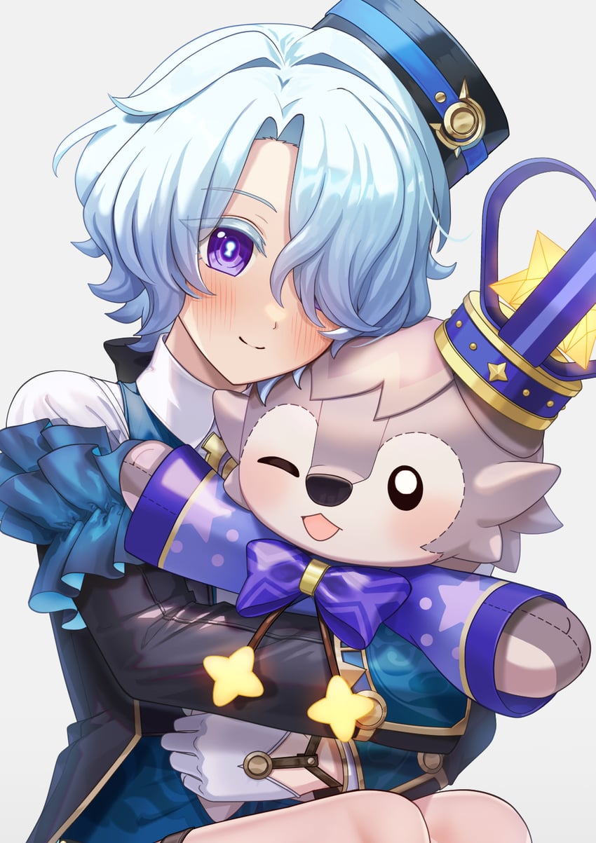 misha and wolfy (genshin impact and 2 more) drawn by mojuke