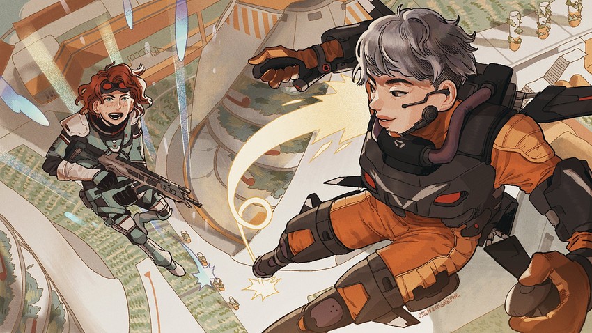 valkyrie and horizon (apex legends) drawn by osamatographe