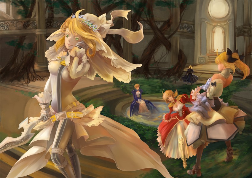 artoria pendragon, saber, saber alter, nero claudius, and saber lily (fate and 5 more) drawn by sfaij