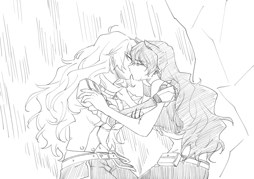 yang xiao long and blake belladonna (rwby) drawn by sflake_song