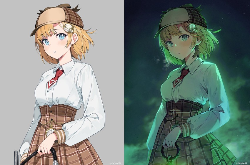 watson amelia (hololive and 1 more) drawn by ninomae_ina'nis_(artist)