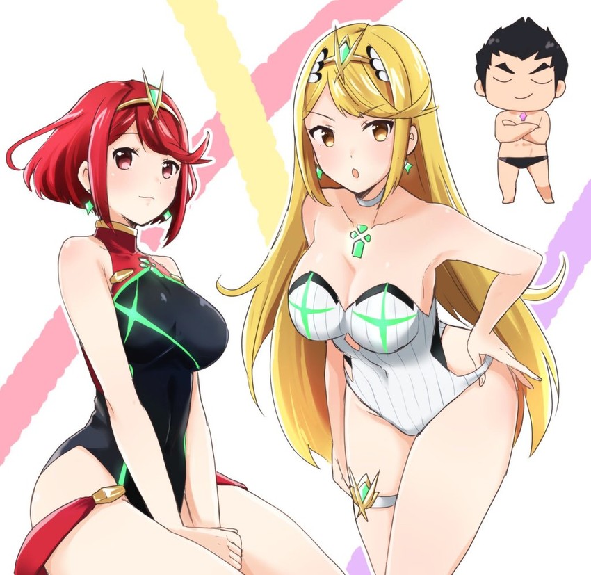 mythra, pyra, and malos (xenoblade chronicles and 1 more) drawn by madanai_(morisumeshi)