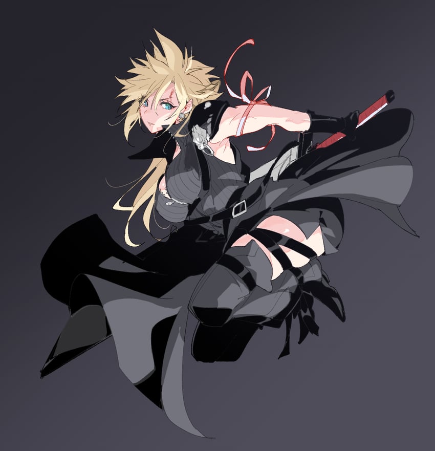 cloud strife (final fantasy and 2 more) drawn by pokashi