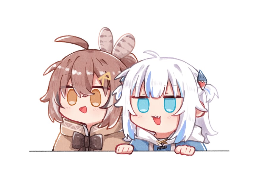 gawr gura and nanashi mumei (hololive and 1 more) drawn by ichigo_(lb450232)