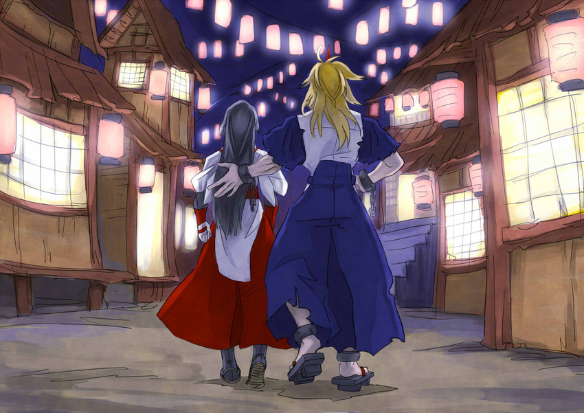 hoshiguma yuugi and sendai hakurei no miko (original and 2 more) drawn by kuroi_yasu