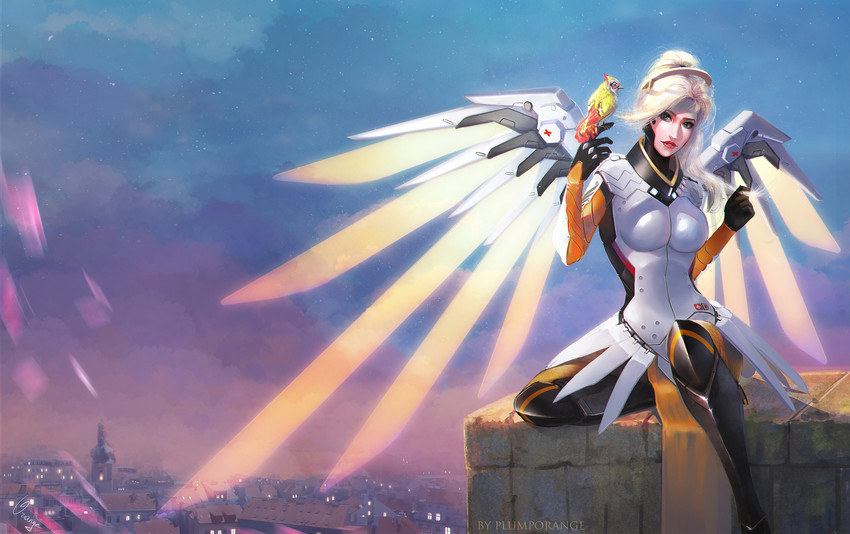 mercy and ganymede (overwatch and 1 more) drawn by plumporange