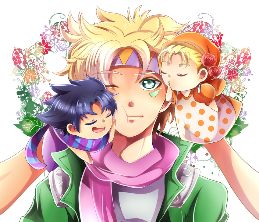 joseph joestar, caesar anthonio zeppeli, and suzi q (jojo no kimyou na bouken and 1 more) drawn by aouta_tomato