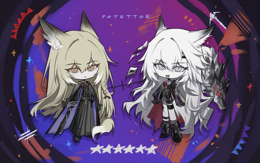 lappland, vulpisfoglia, and lappland the decadenza (arknights) drawn by potettoe